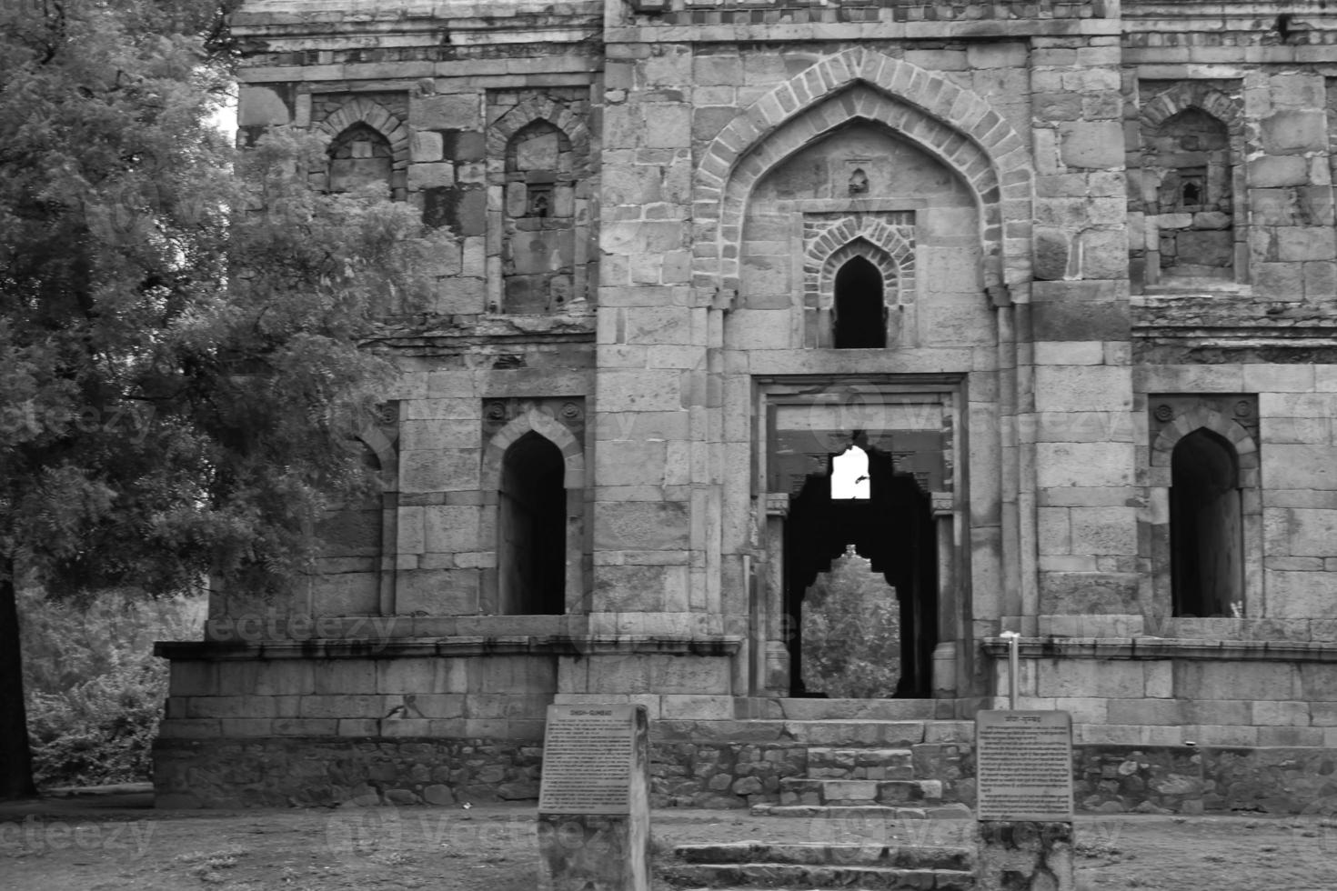 Mughal Architecture inside Lodhi Gardens, Delhi, India, Beautiful Architecture Inside Three-domed mosque in Lodhi Garden is said to be the Friday mosque for Friday prayer, Lodhi Garden Tomb photo