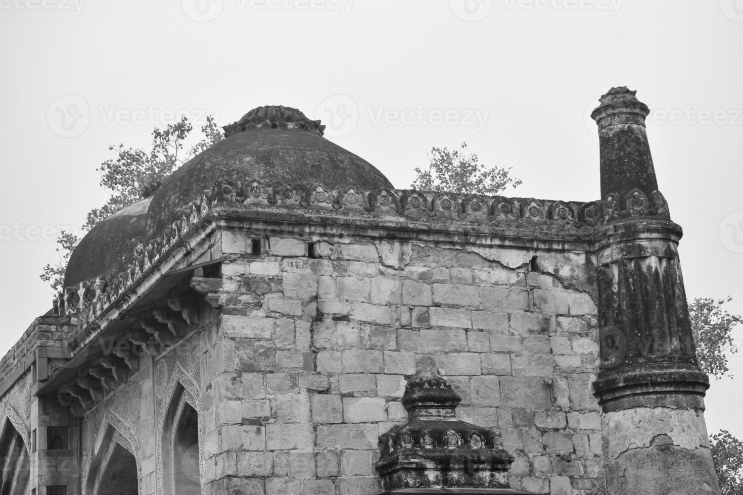 Mughal Architecture inside Lodhi Gardens, Delhi, India, Beautiful Architecture Inside Three-domed mosque in Lodhi Garden is said to be the Friday mosque for Friday prayer, Lodhi Garden Tomb photo