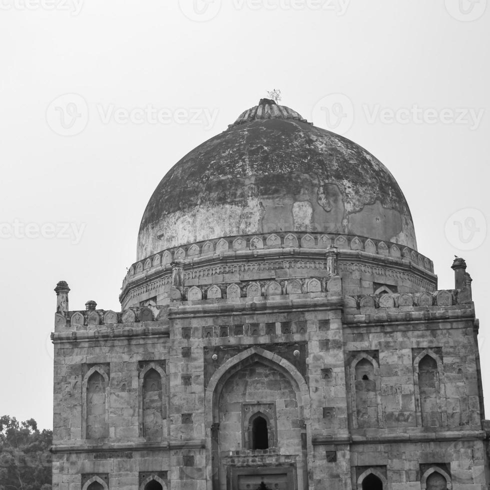 Mughal Architecture inside Lodhi Gardens, Delhi, India, Beautiful Architecture Inside Three-domed mosque in Lodhi Garden is said to be the Friday mosque for Friday prayer, Lodhi Garden Tomb photo