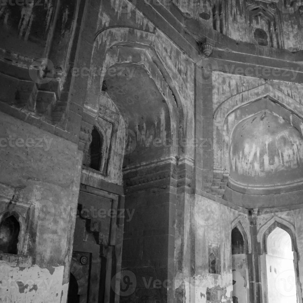 Mughal Architecture inside Lodhi Gardens, Delhi, India, Beautiful Architecture Inside Three-domed mosque in Lodhi Garden is said to be the Friday mosque for Friday prayer, Lodhi Garden Tomb photo