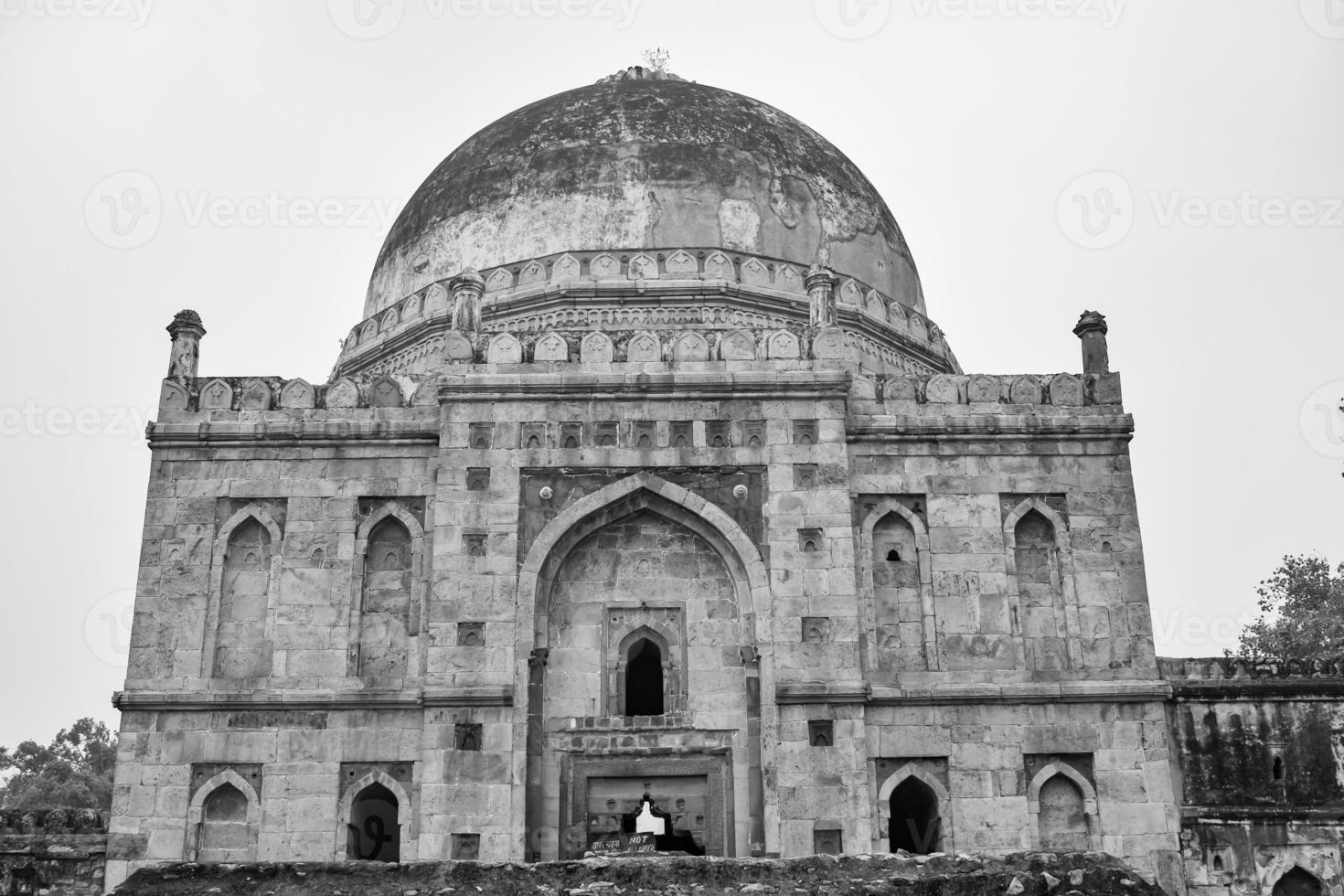 Mughal Architecture inside Lodhi Gardens, Delhi, India, Beautiful Architecture Inside Three-domed mosque in Lodhi Garden is said to be the Friday mosque for Friday prayer, Lodhi Garden Tomb photo