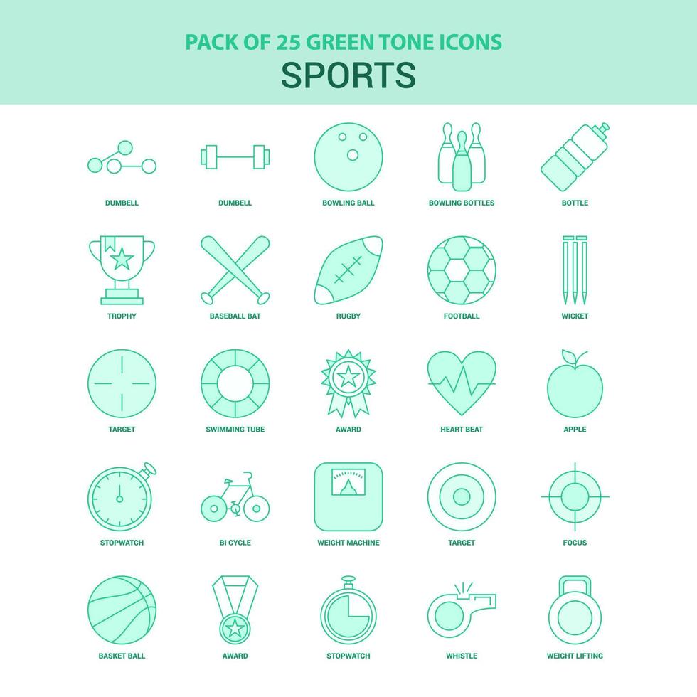 25 Green Sports Icon set vector