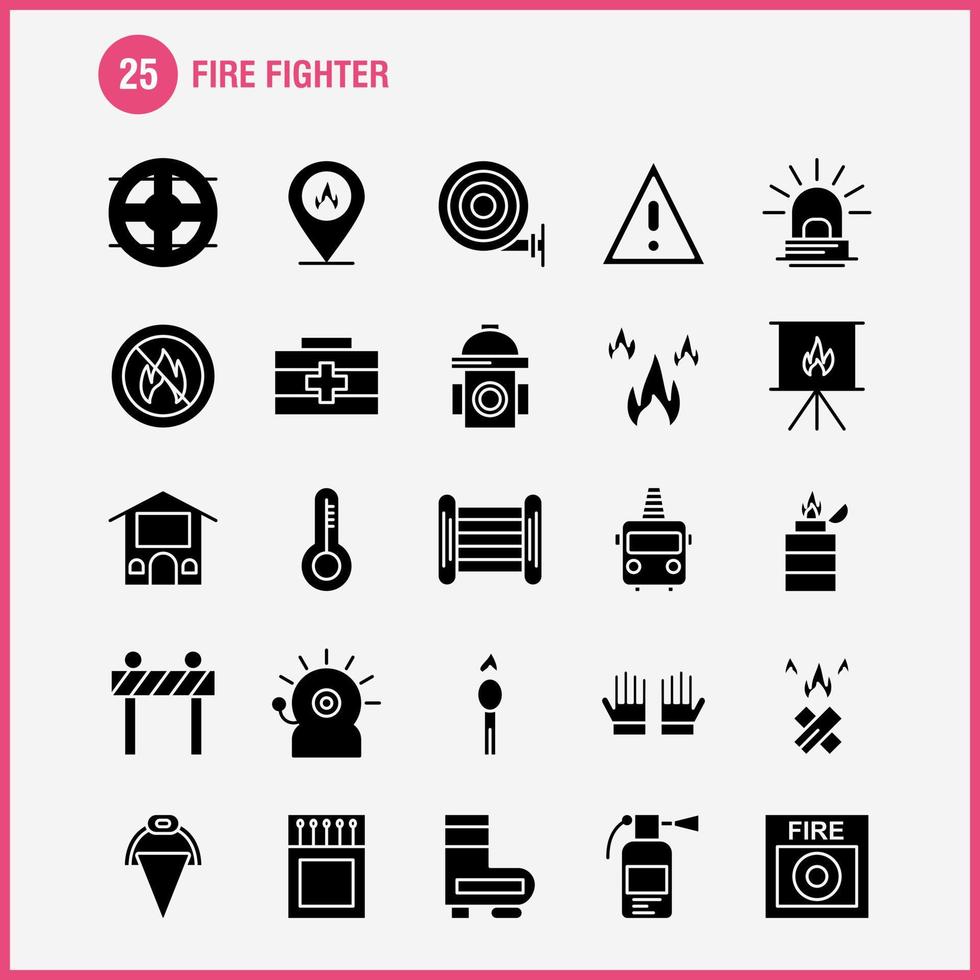 icono de glifo sólido de bombero para impresión web y kit de uxui móvil como el vector de paquete de pictogramas de fuego de bombero de barrera de bombero de fuego de bombero