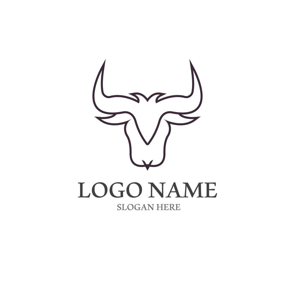 icono de vector de logotipo de cabeza de toro