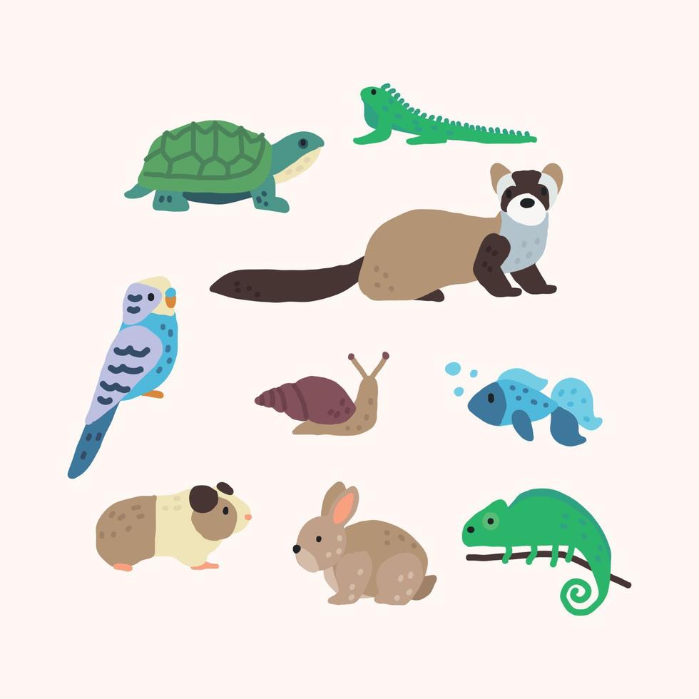 pequeños animales garabateados vector