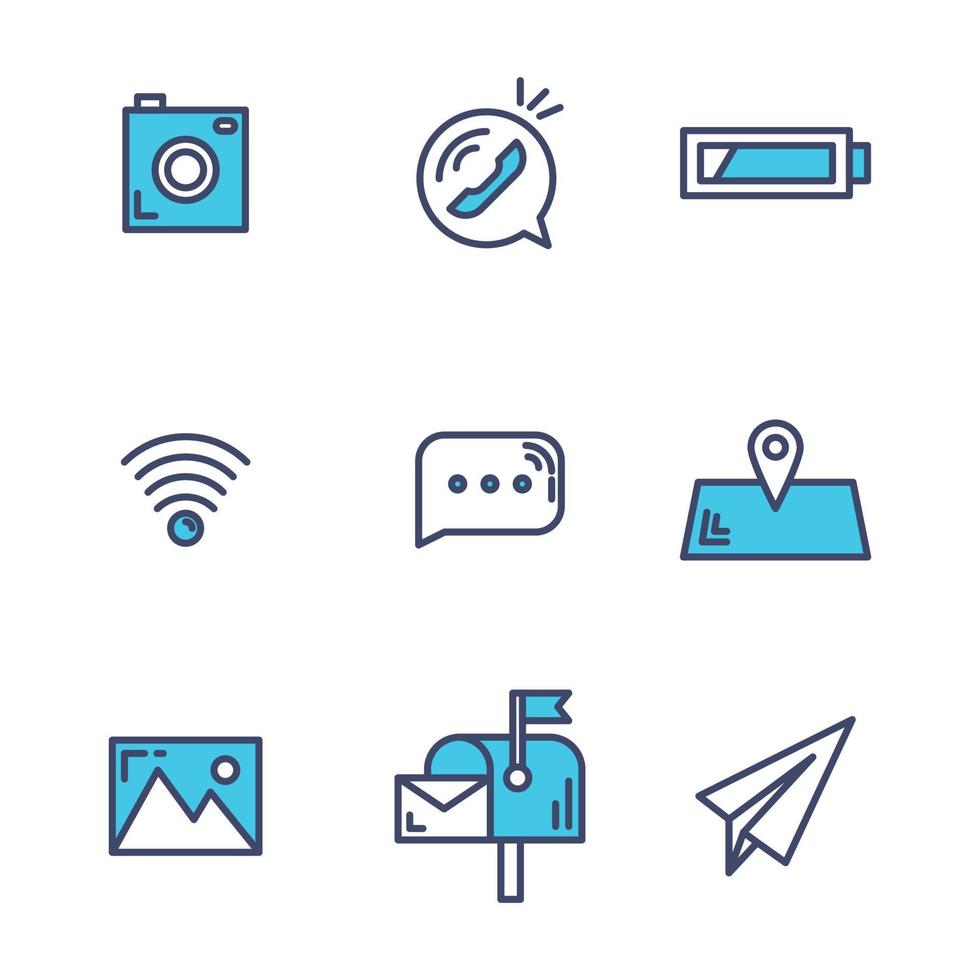 iconos de telefono azul vector