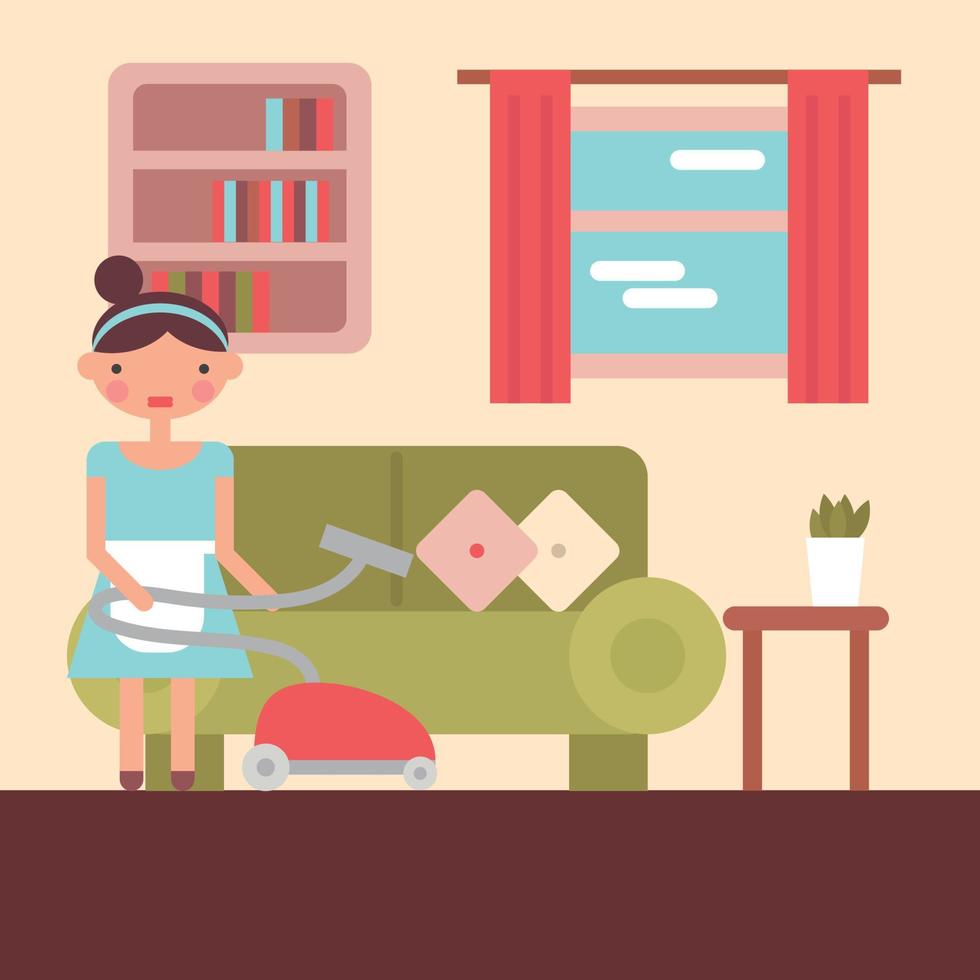Flat Colorful Housewife Illustration vector