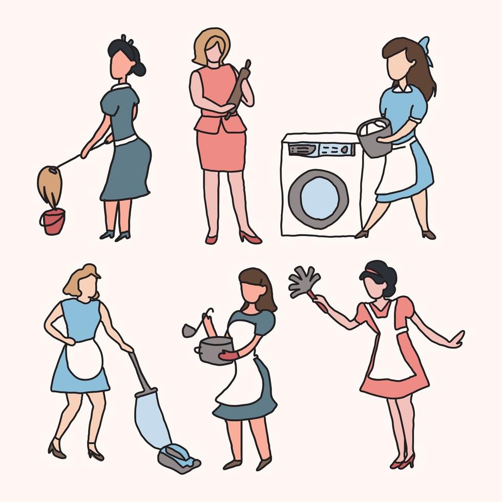 Collection of Housewife Icons vector