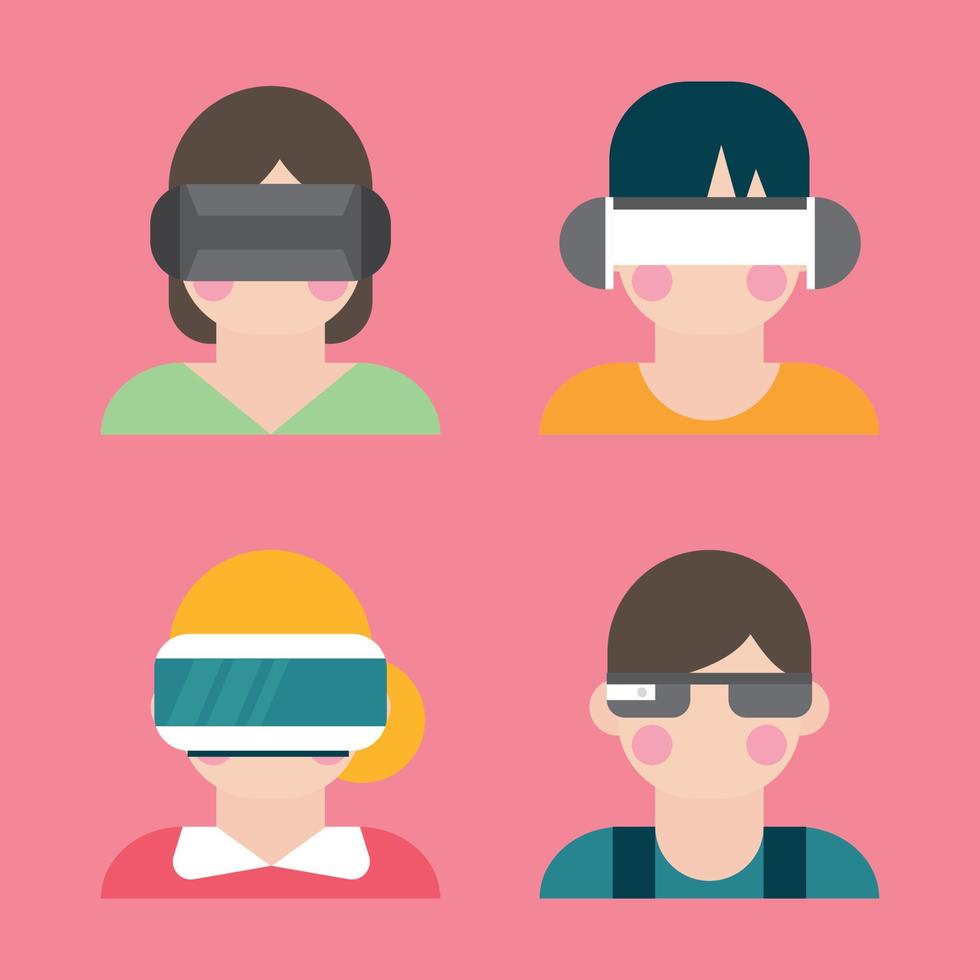 People with Virtual Reality Glasses vector