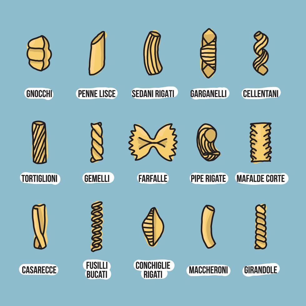 Doodled Set of Pasta vector