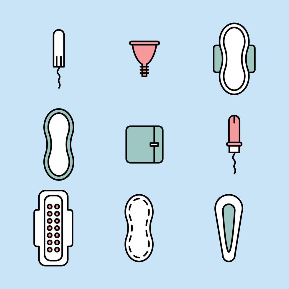 Feminine Outlined Icons vector