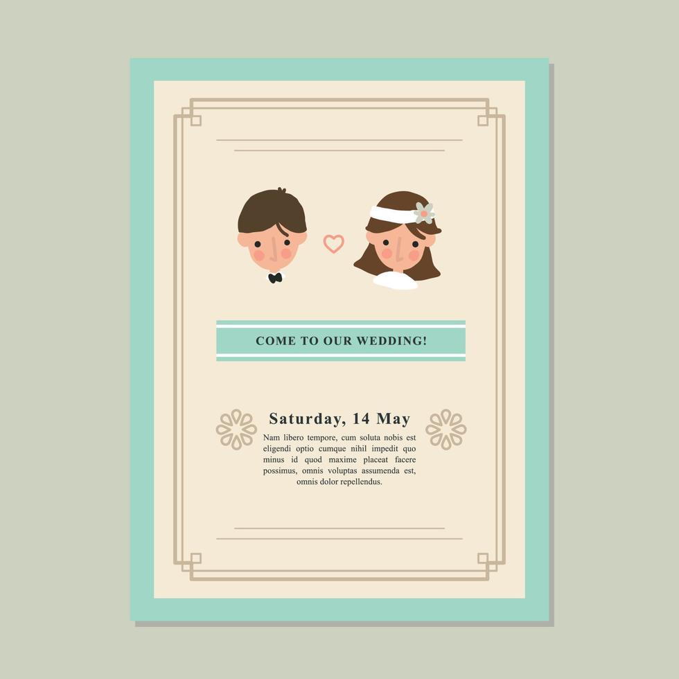 Cute Art Deco Wedding Invitation vector