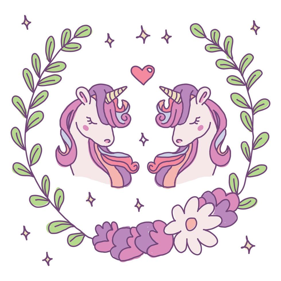 dos unicornios enamorados vector