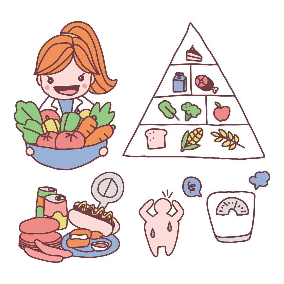 linda y colorida ilustración de un nutricionista vector