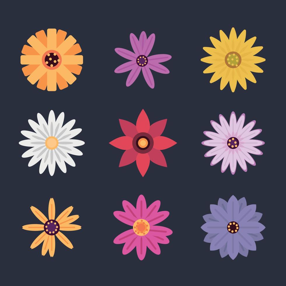 Flat Collection of Flowers vector