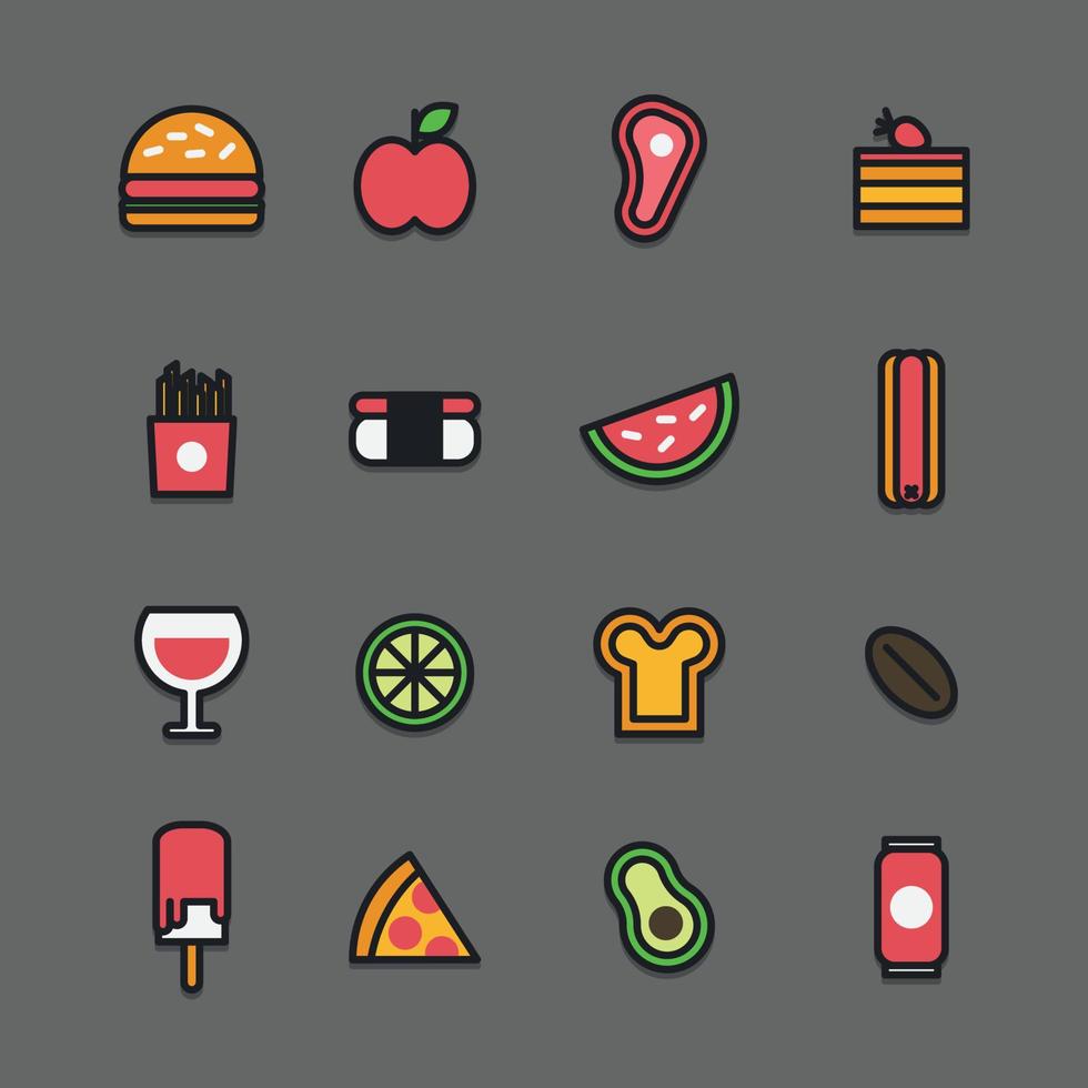 Outlined Food Icons vector