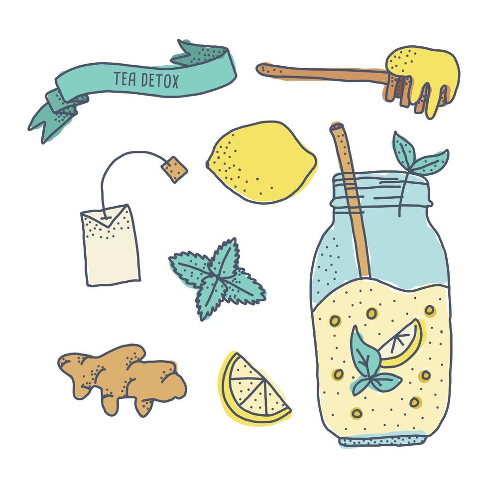 Doodled Tea Detox vector