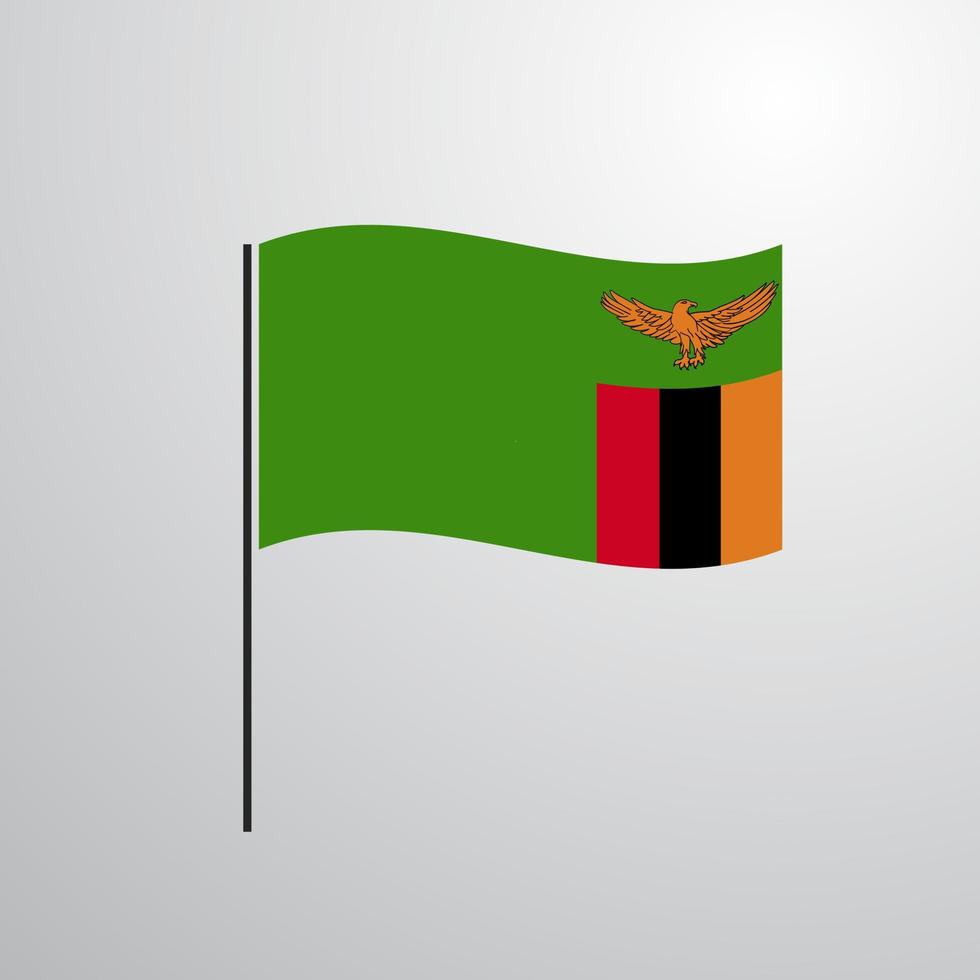 bandera ondeante de zambia vector