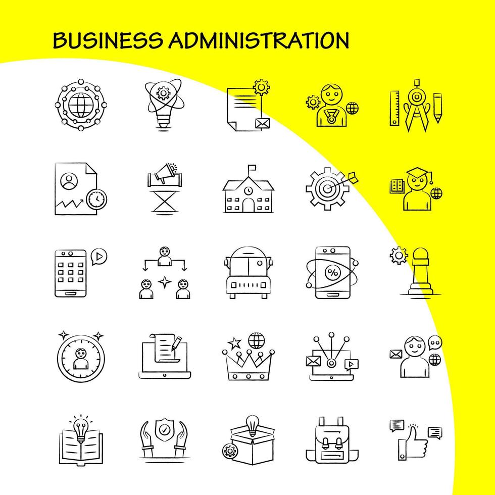 Business Administration Hand Drawn Icons Set For Infographics Mobile UXUI Kit And Print Design Include Basketball Net Basket Game Sports Sound Music Volume Eps 10 Vector