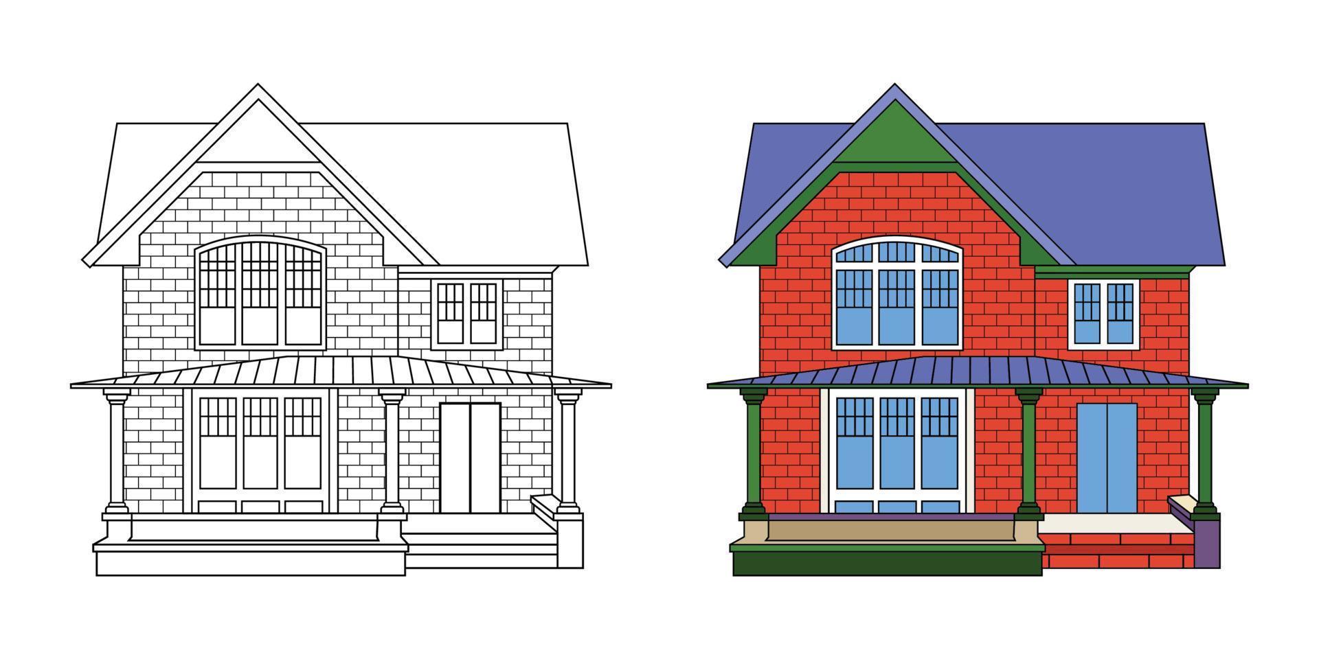 ilustración de vector de casa para colorear