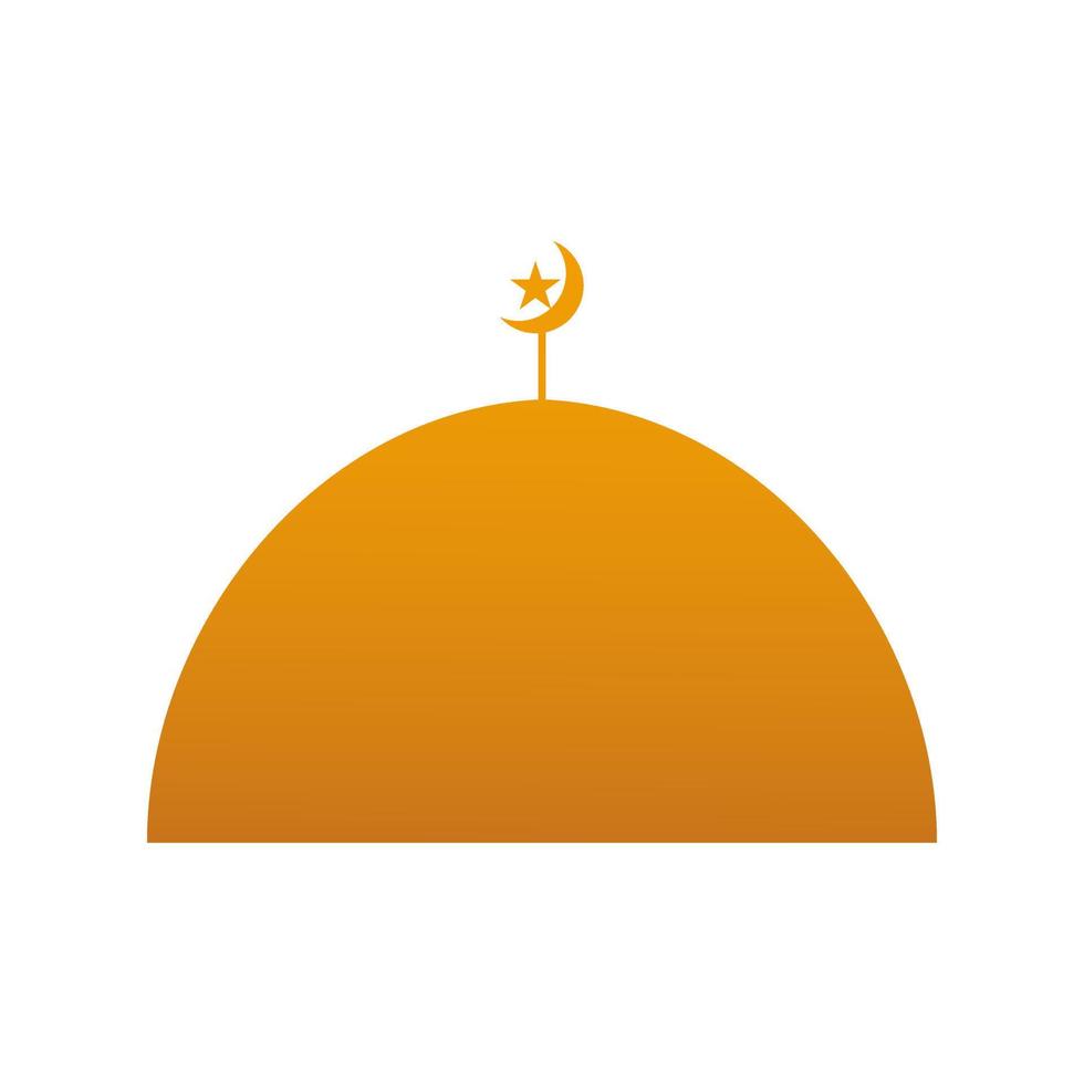 Mosque dome with moon and star icon on white background. Vector illustration. EPS 10.