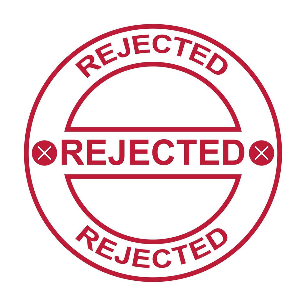 Rejected seal stamp on white background, Vector illustration. EPS 10.