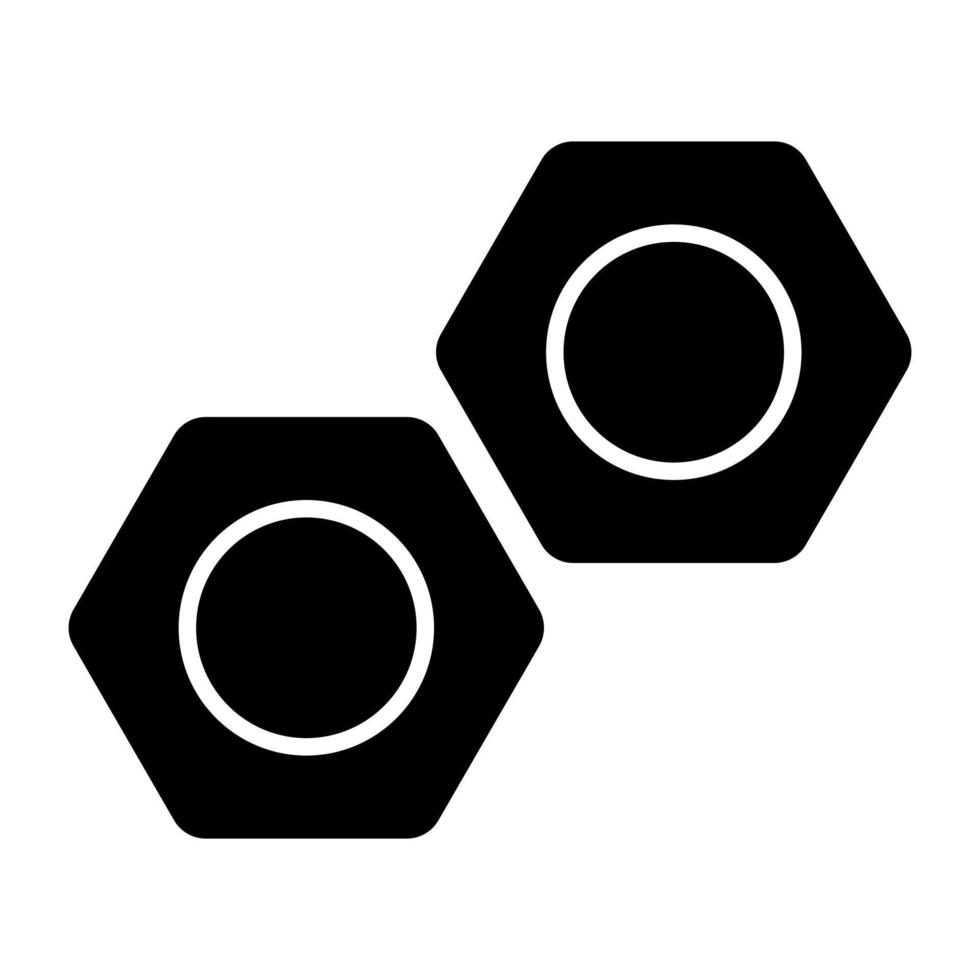 Glyph design icon of screw nuts vector