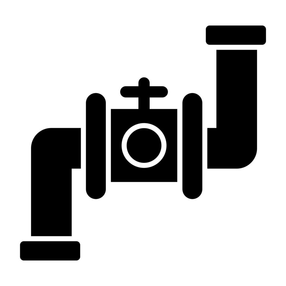 Glyph design icon of plastic pipe valve vector