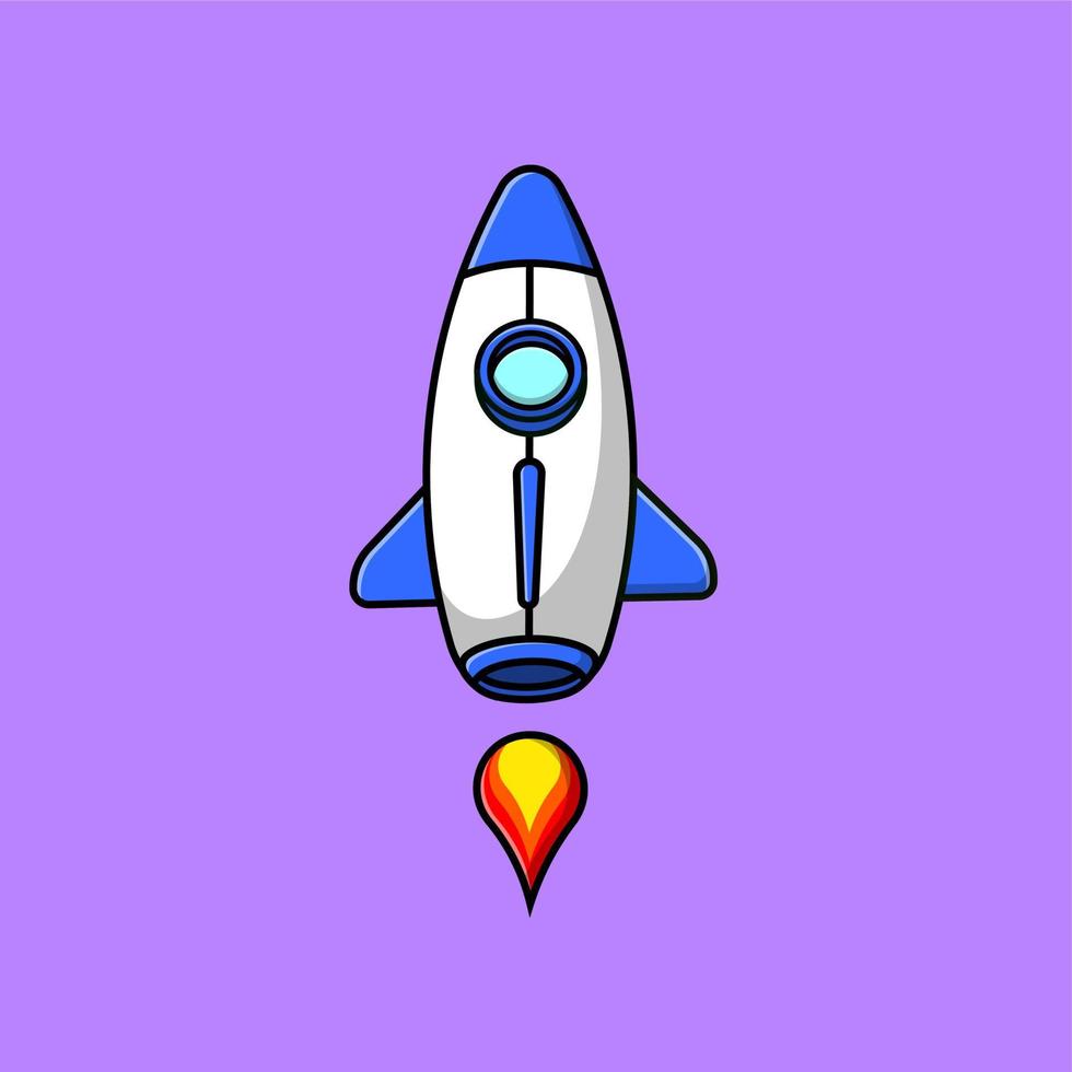 Rocket Flying Cartoon Vector Icons Illustration. Flat Cartoon Concept. Suitable for any creative project.