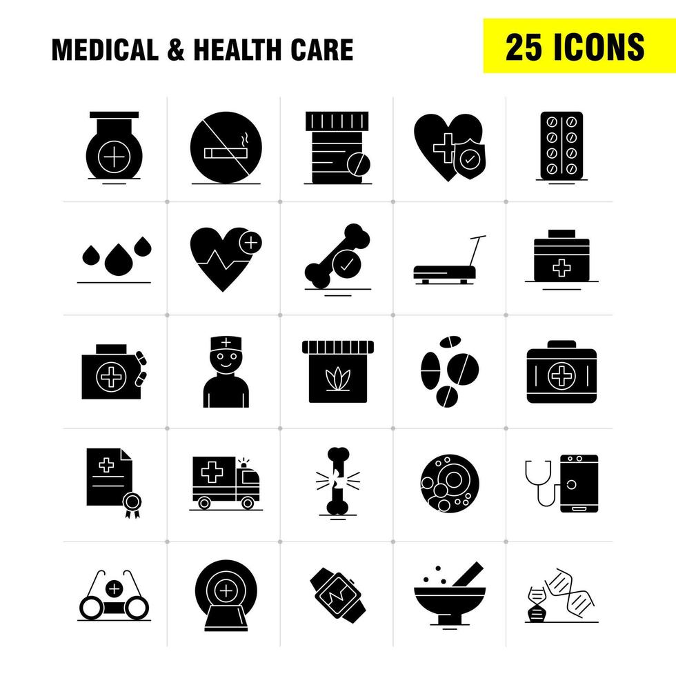 Medical And Health Care Solid Glyph Icon for Web Print and Mobile UXUI Kit Such as Medical Bone Health Hospital Medical Fitness Gym Machine Pictogram Pack Vector