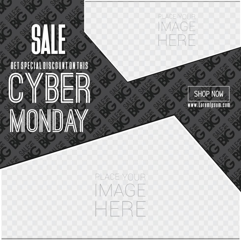 Cyber Monday sale card design vector