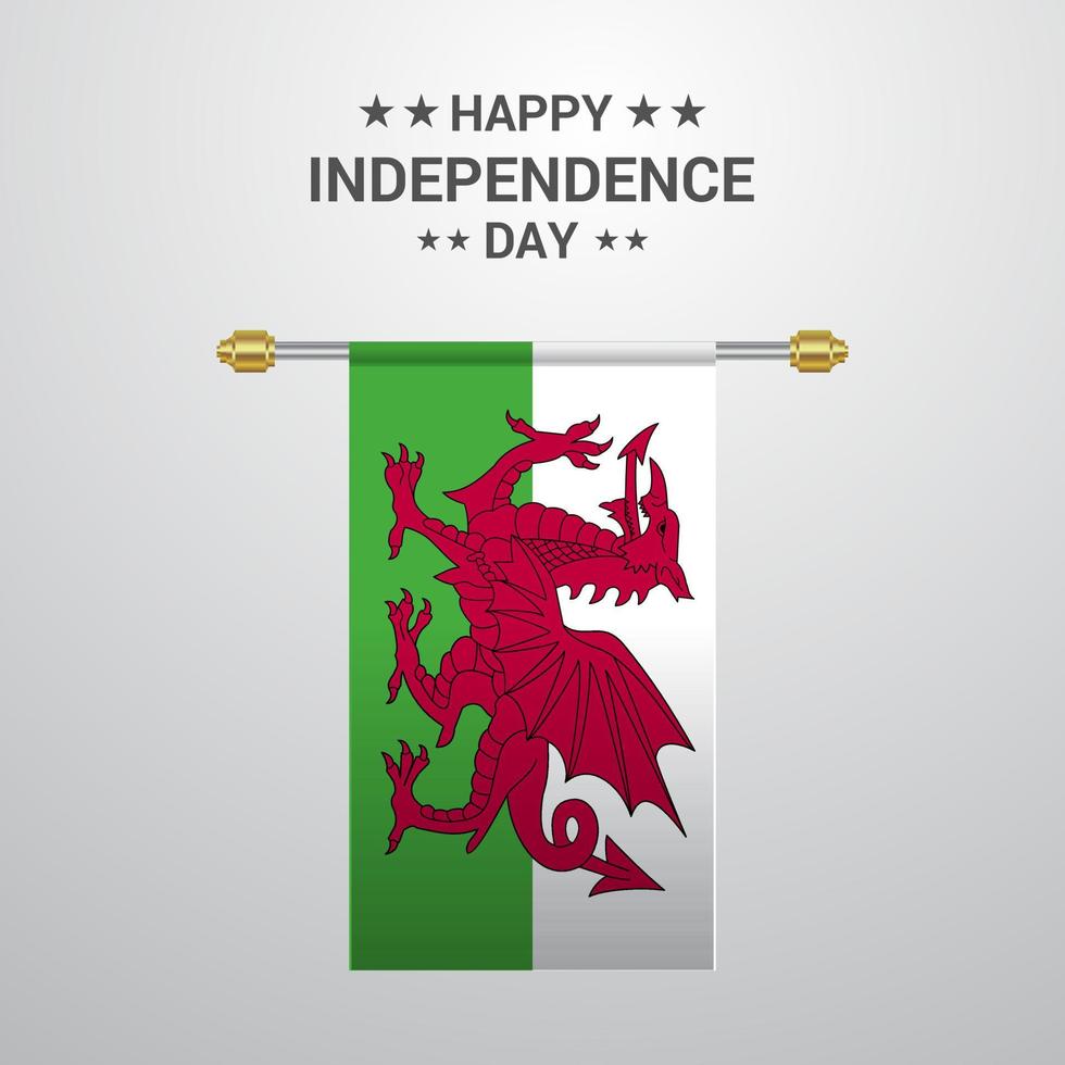Wales Independence day hanging flag background vector