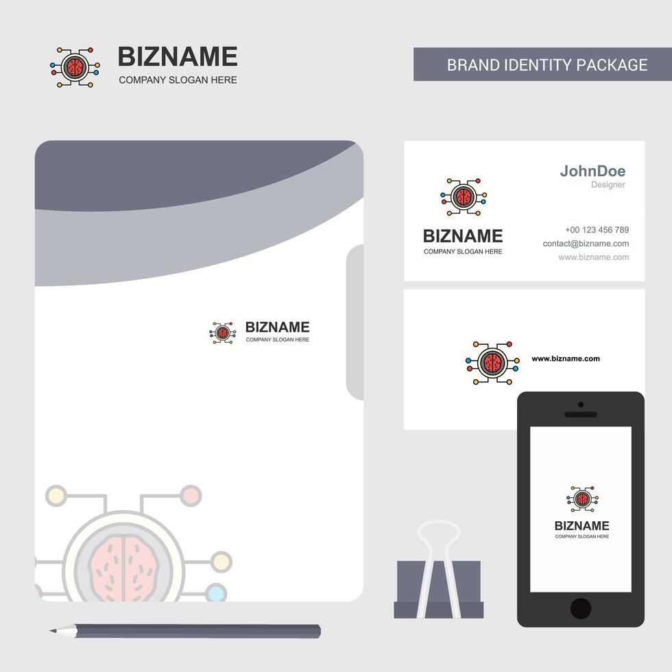 Processor Business Logo File Cover Visiting Card and Mobile App Design Vector Illustration