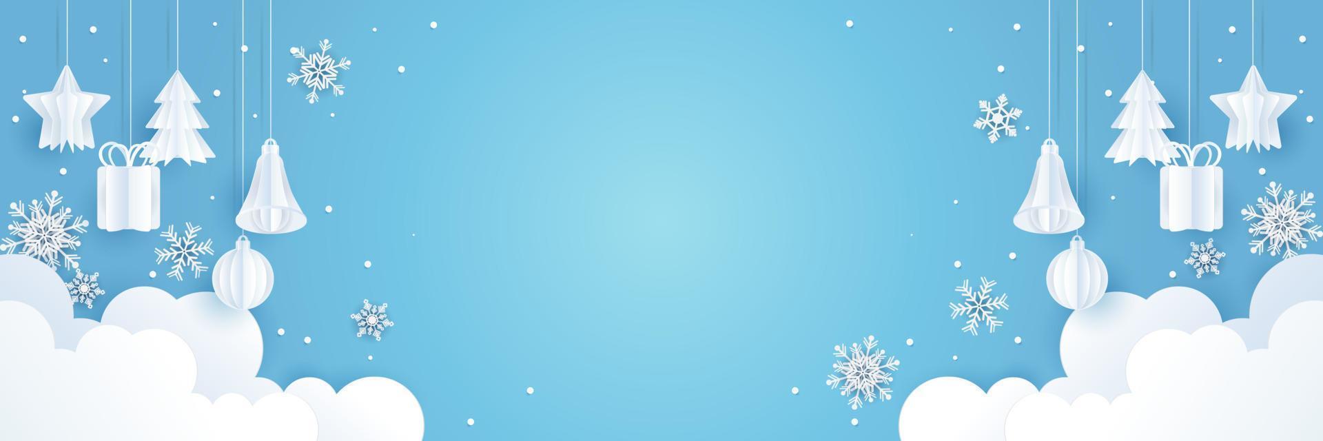 Christmas banner background with paper art design vector