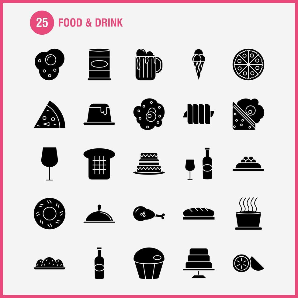 icono de glifo sólido de comida y bebida para impresión web y kit de uxui móvil como kiwi comida comer panadería pan comida pastel media pictograma paquete vector