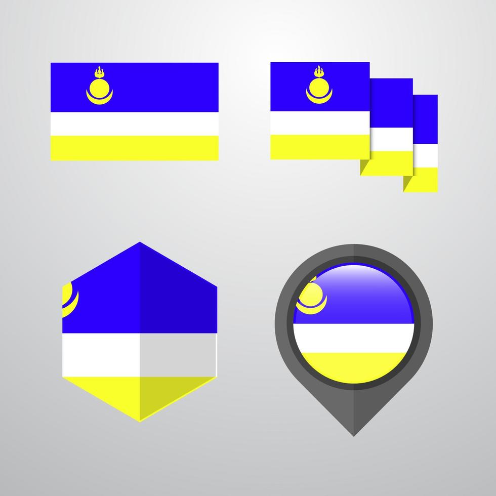 Buryatia flag design set vector