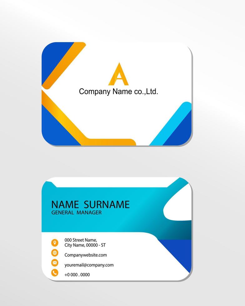 Creative and clean double sided business card template. vector illustration stationery design