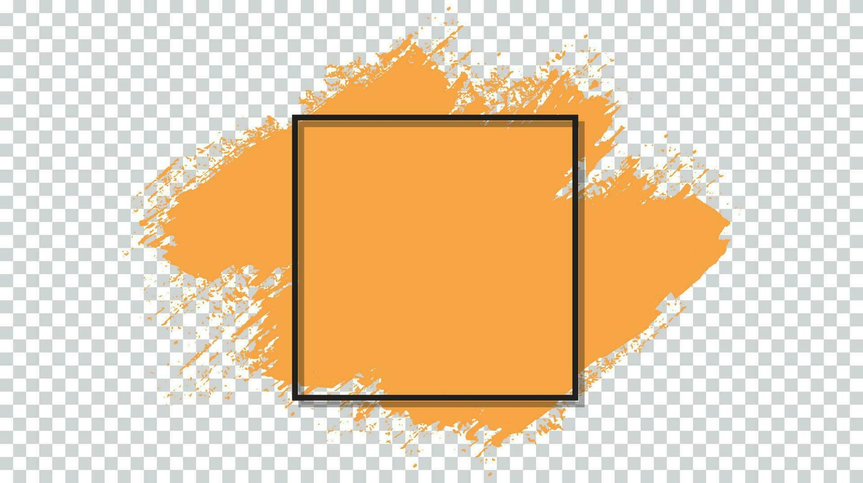 Modern splash brush frame orange color background vector