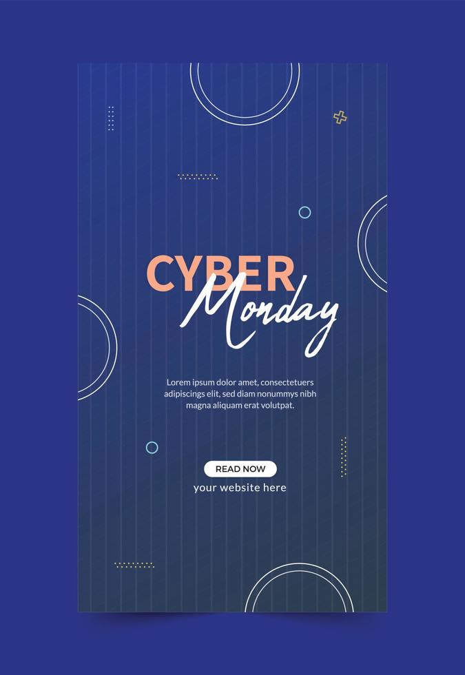Cyber monday sale social media stories template vector