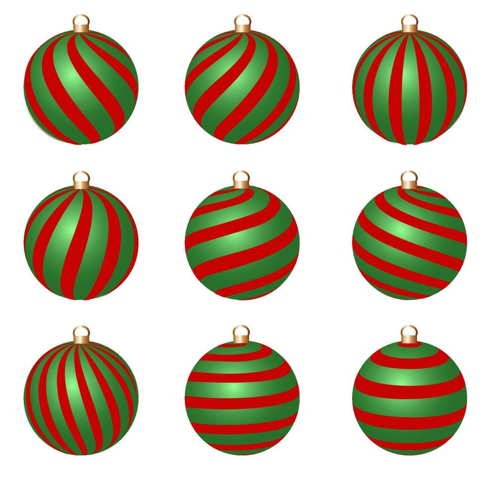 Set of green and red christmas balls vector