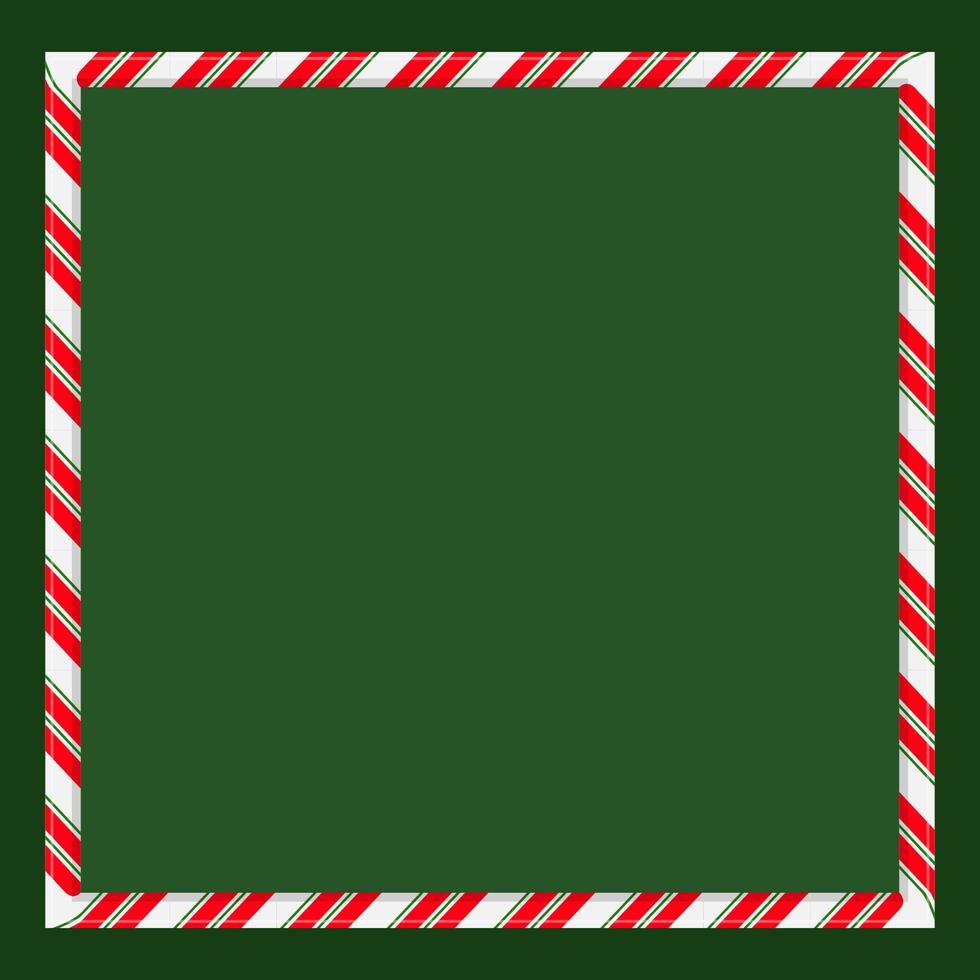 marco de navidad fondo verde con bastón de caramelo vector