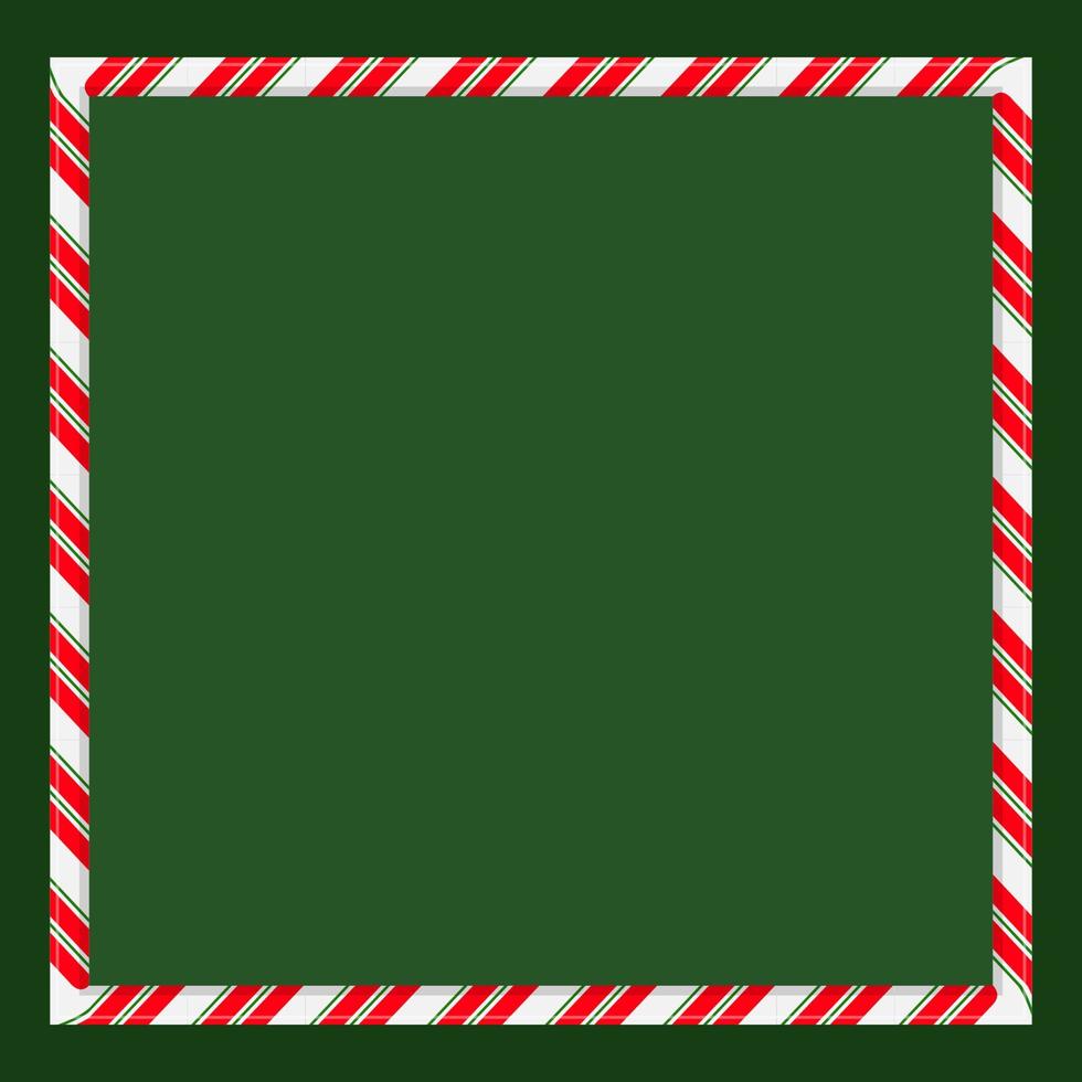 christmas frame green background with candy cane vector