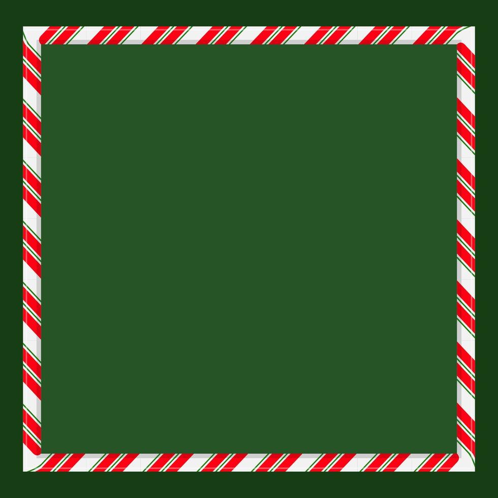 christmas frame green background with candy cane vector