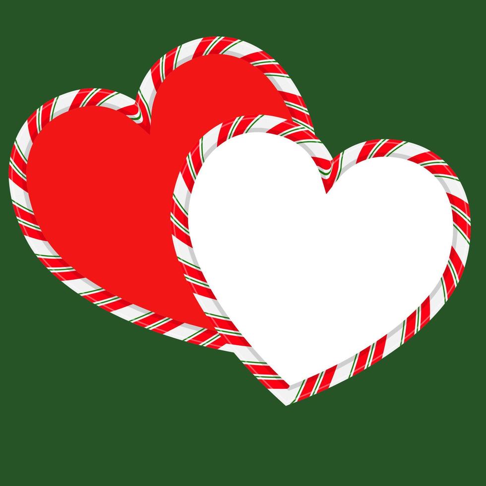 Green background with candy cane hearts vector