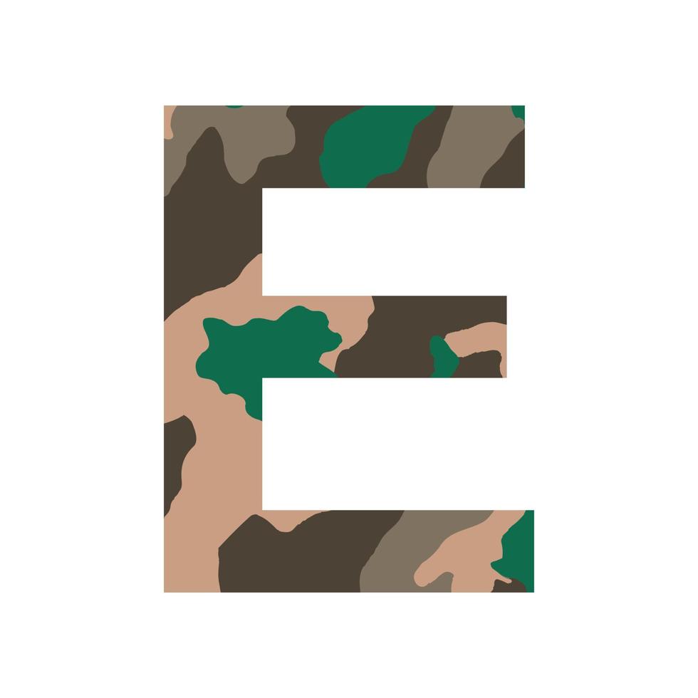English alphabet letter E, khaki style isolated on white background - Vector