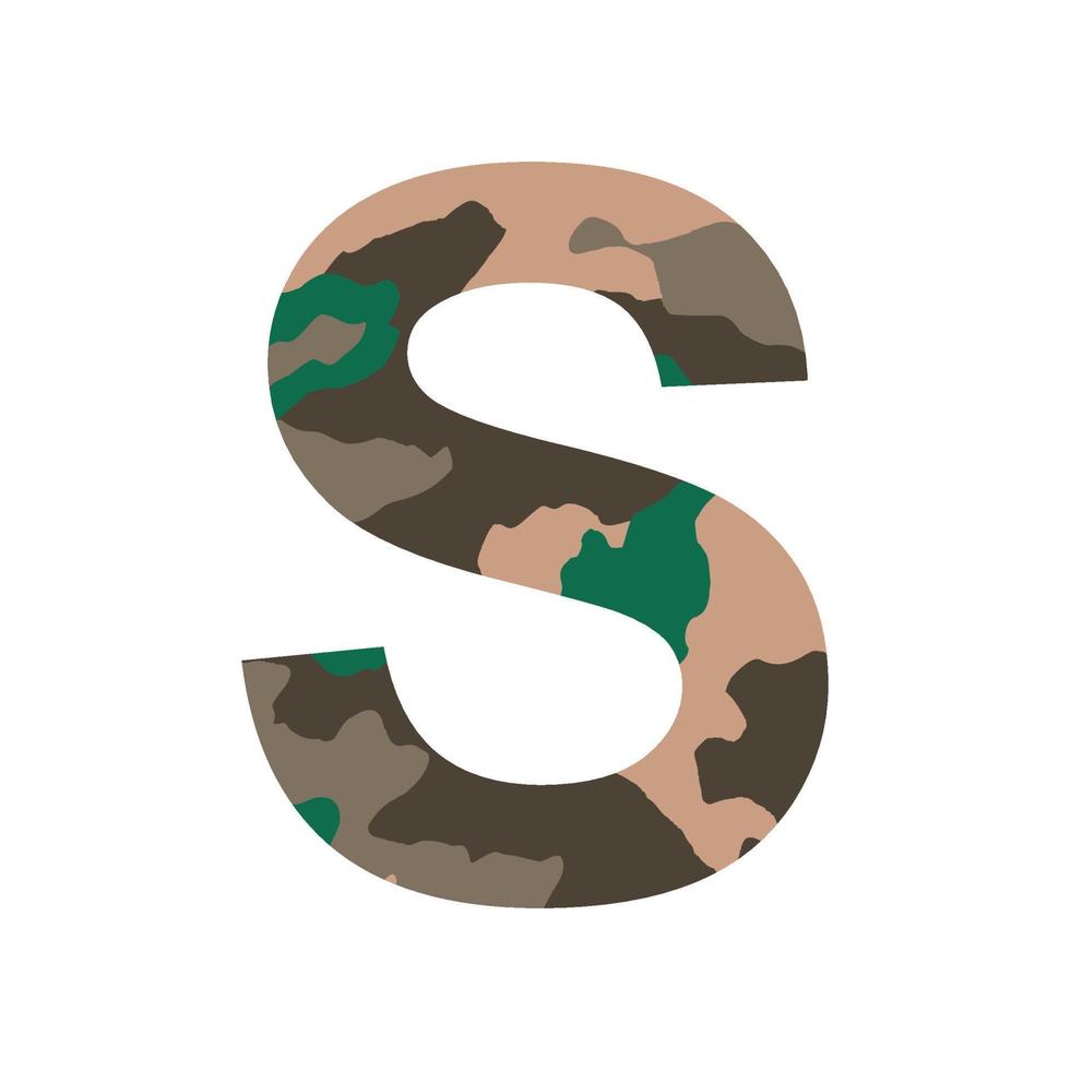 English alphabet letter S, khaki style isolated on white background - Vector