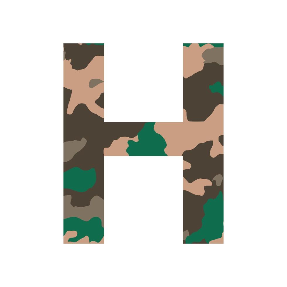 English alphabet letter H, khaki style isolated on white background - Vector