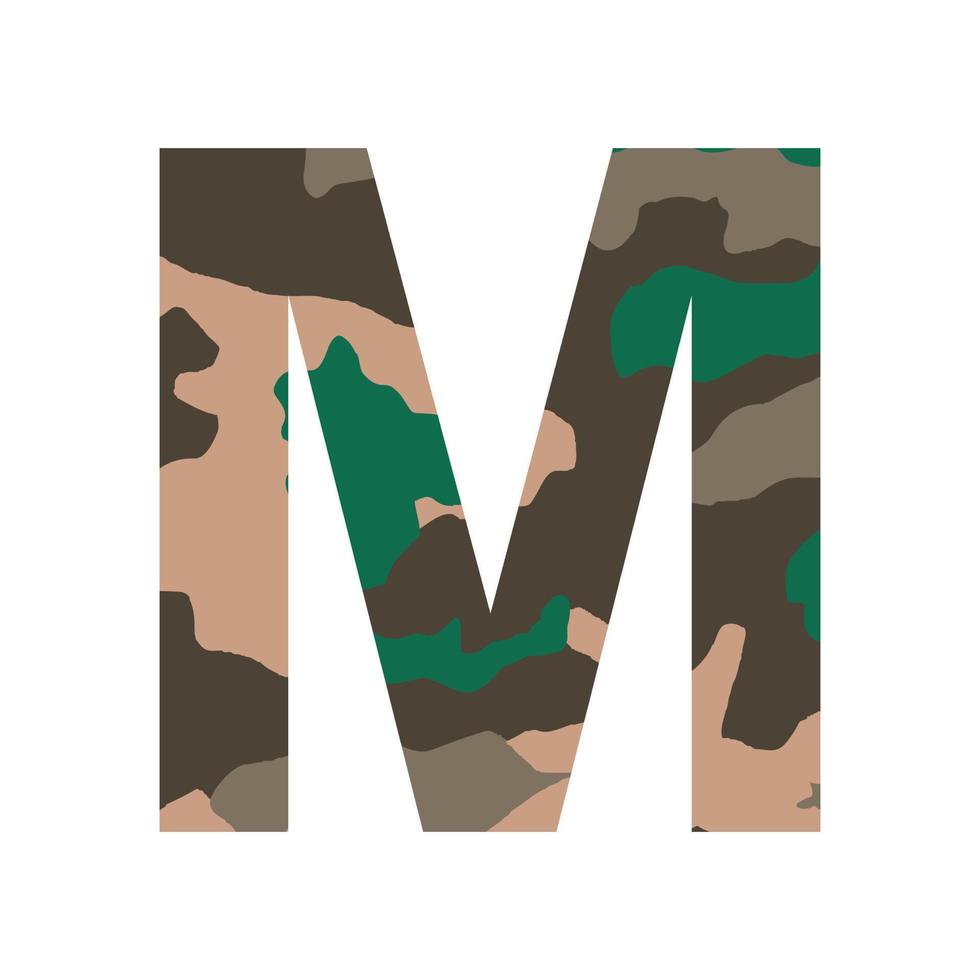 English alphabet letter M, khaki style isolated on white background - Vector