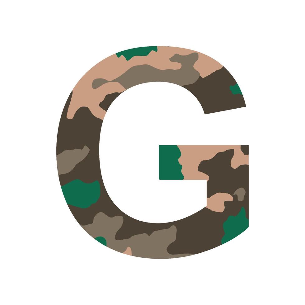 English alphabet letter G, khaki style isolated on white background - Vector