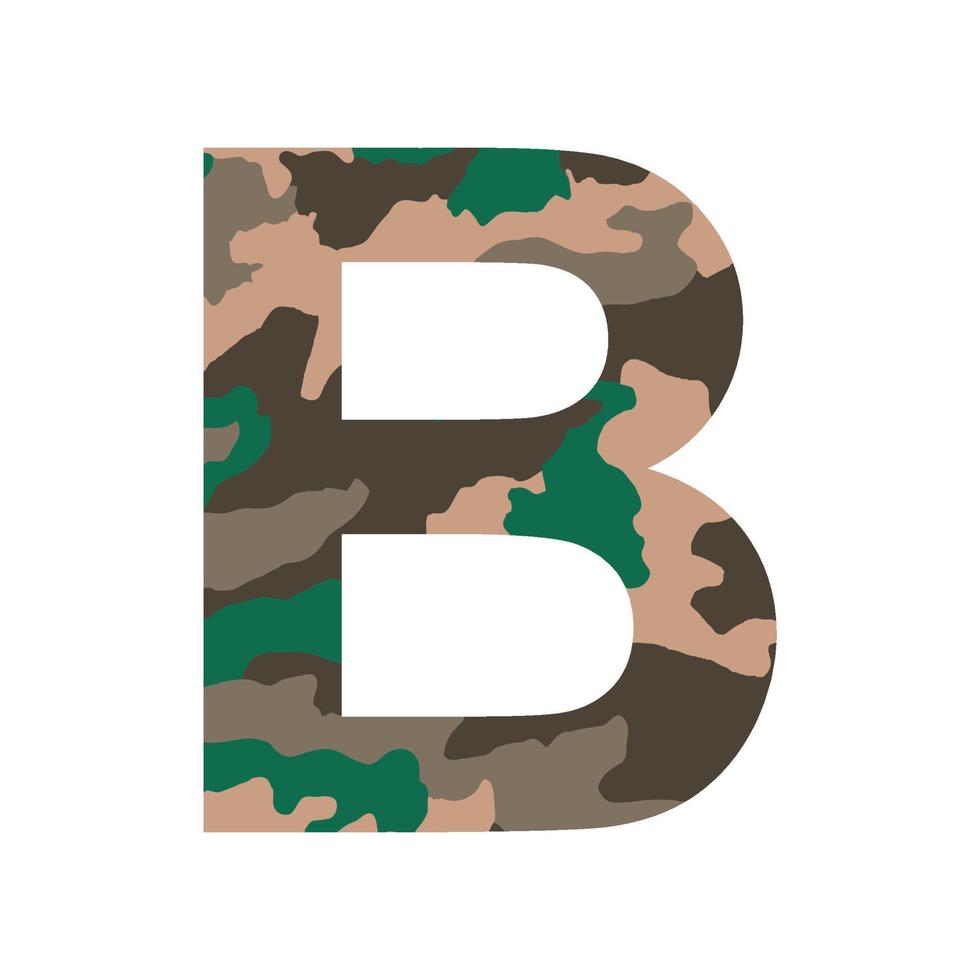 English alphabet letter B, khaki style isolated on white background - Vector